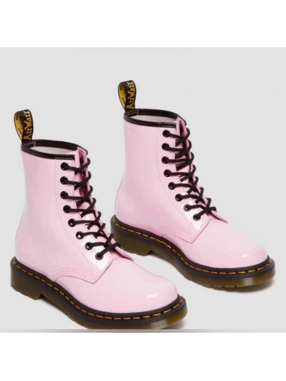 Dr Martin 🌸Pink Lace-Up Combat Boots with Contrast Stitching